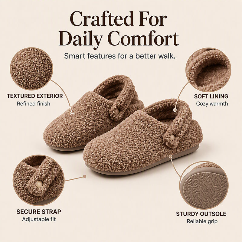 Women's Closed-Toe Faux Shearling Slippers