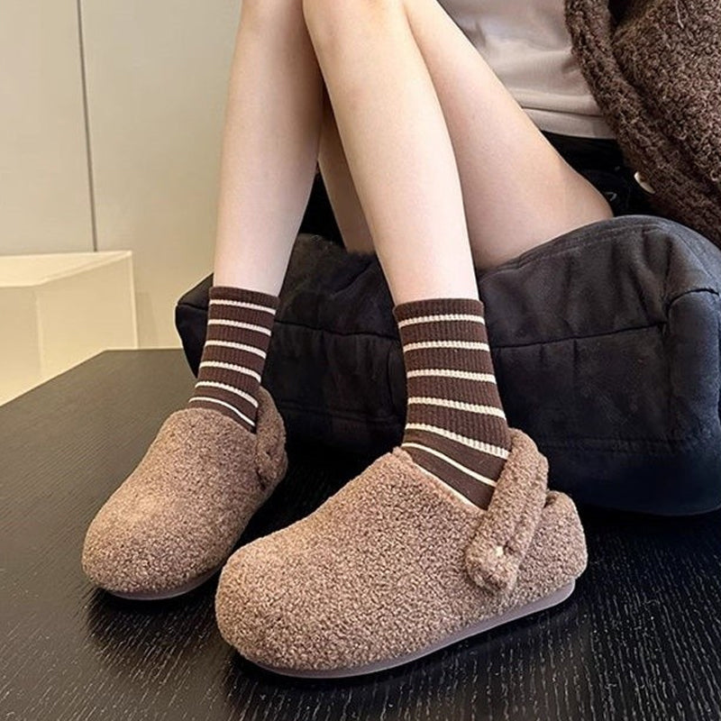 Women's Closed-Toe Faux Shearling Slippers