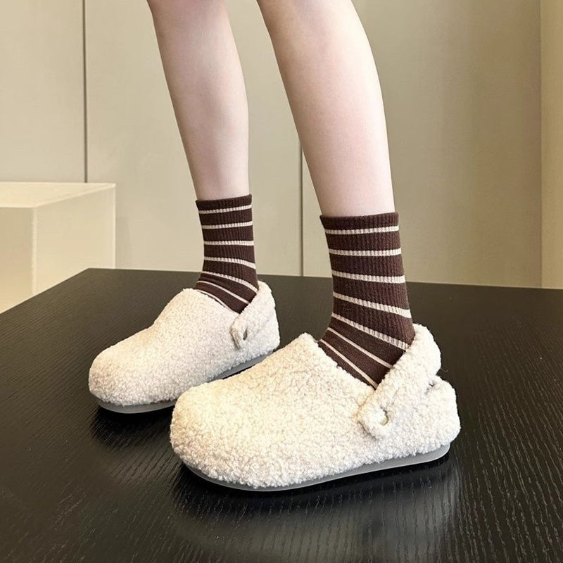 Women's Closed-Toe Faux Shearling Slippers
