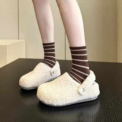 Women's Closed-Toe Faux Shearling Slippers