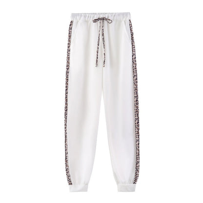 Women's Leopard Print Long Sleeve Zipper Sweatshirt and Pants Set