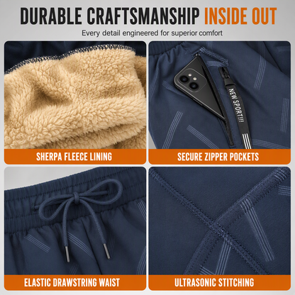Unisex Loose Fit Sherpa Fleece Lined Joggers Warm Winter Casual Pants with Zipper Pockets