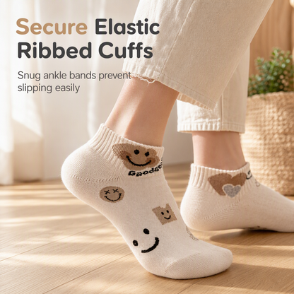 Women Cute Ankle Socks Breathable Thin Low Cut Socks Sweat Absorbing Non Slip Short Socks