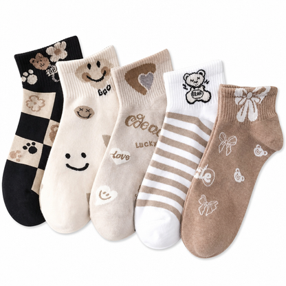 Women Cute Ankle Socks Breathable Thin Low Cut Socks Sweat Absorbing Non Slip Short Socks