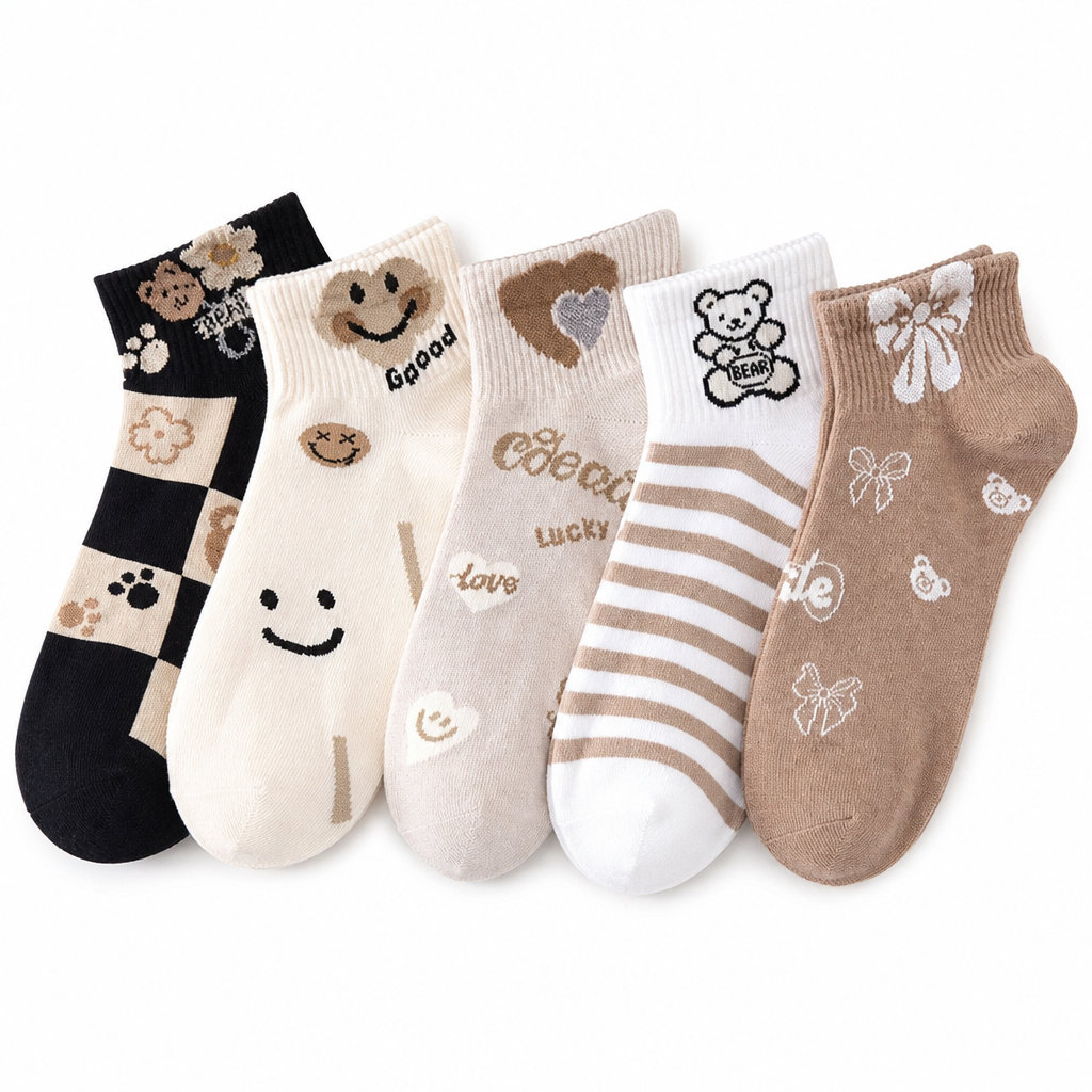 Women Cute Ankle Socks Breathable Thin Low Cut Socks Sweat Absorbing Non Slip Short Socks