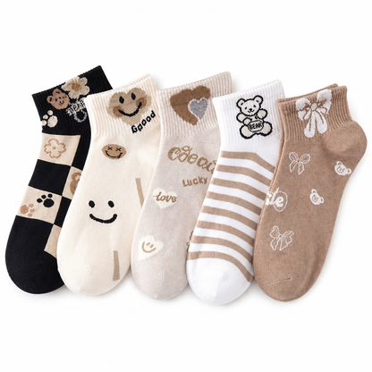 Women Cute Ankle Socks Breathable Thin Low Cut Socks Sweat Absorbing Non Slip Short Socks