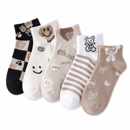 Women Cute Ankle Socks Breathable Thin Low Cut Socks Sweat Absorbing Non Slip Short Socks