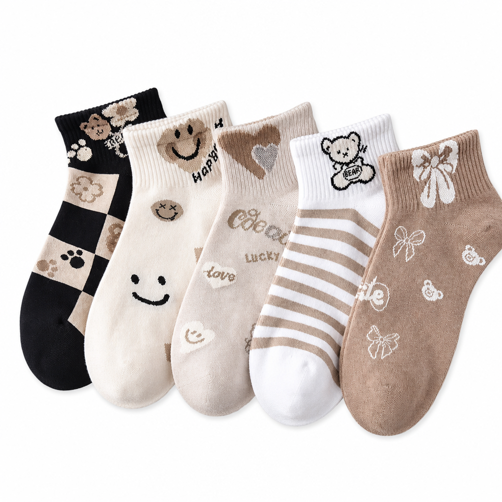 Women Cute Ankle Socks Breathable Thin Low Cut Socks Sweat Absorbing Non Slip Short Socks