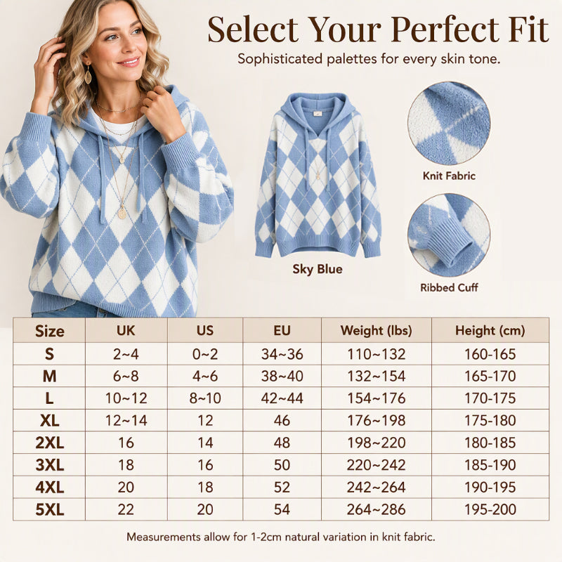 Women's Casual Argyle Hooded Sweater