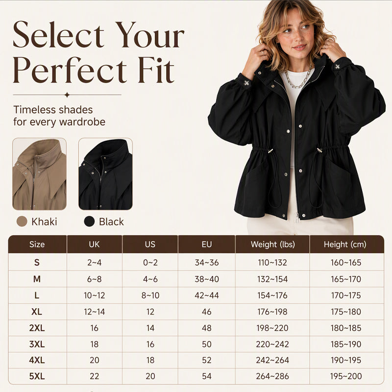 Women's Chic Drawstring Waist Hooded Jacket