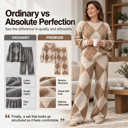 ✨ Women's Argyle Knit Sweater & Wide-Leg Pants 2-Piece Set – Soft, Breathable Knit, Classic Diamond Pattern & Relaxed Comfort for Chic Everyday Outfits! 🍂