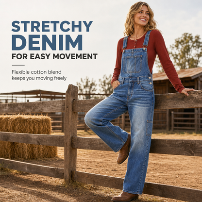 💖Black Friday Mega Deal – 50% off!💖 👖Women's Stretchy Denim Overalls Wide Leg Jumpsuit with Adjustable Straps