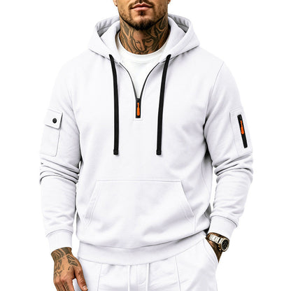 Men's Heavyweight Fleece Lined Hooded Sweatshirt Loose Fit Casual Workwear for Autumn and Winter