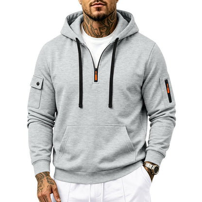 Men's Heavyweight Fleece Lined Hooded Sweatshirt Loose Fit Casual Workwear for Autumn and Winter