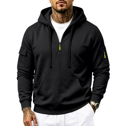 Men's Heavyweight Fleece Lined Hooded Sweatshirt Loose Fit Casual Workwear for Autumn and Winter