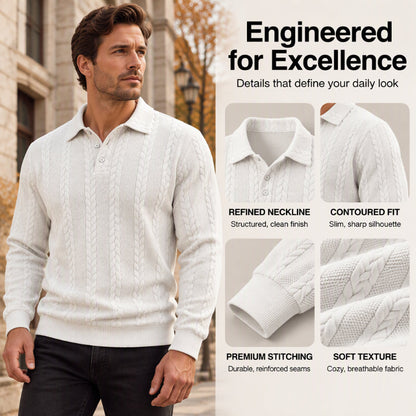 🖤Black Friday Sale:50% OFF🖤 ☕️ Men's Casual Jacquard Cable Texture Top