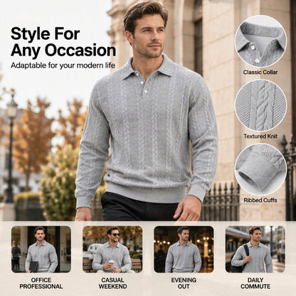🖤Black Friday Sale:50% OFF🖤 ☕️ Men's Casual Jacquard Cable Texture Top
