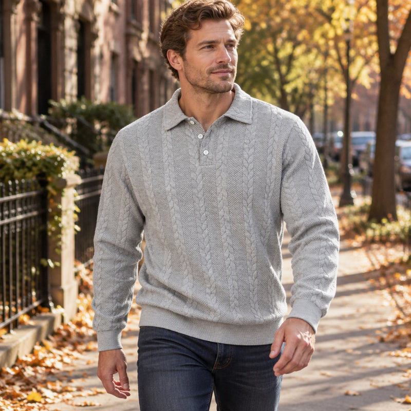 🖤Black Friday Sale:50% OFF🖤 ☕️ Men's Casual Jacquard Cable Texture Top