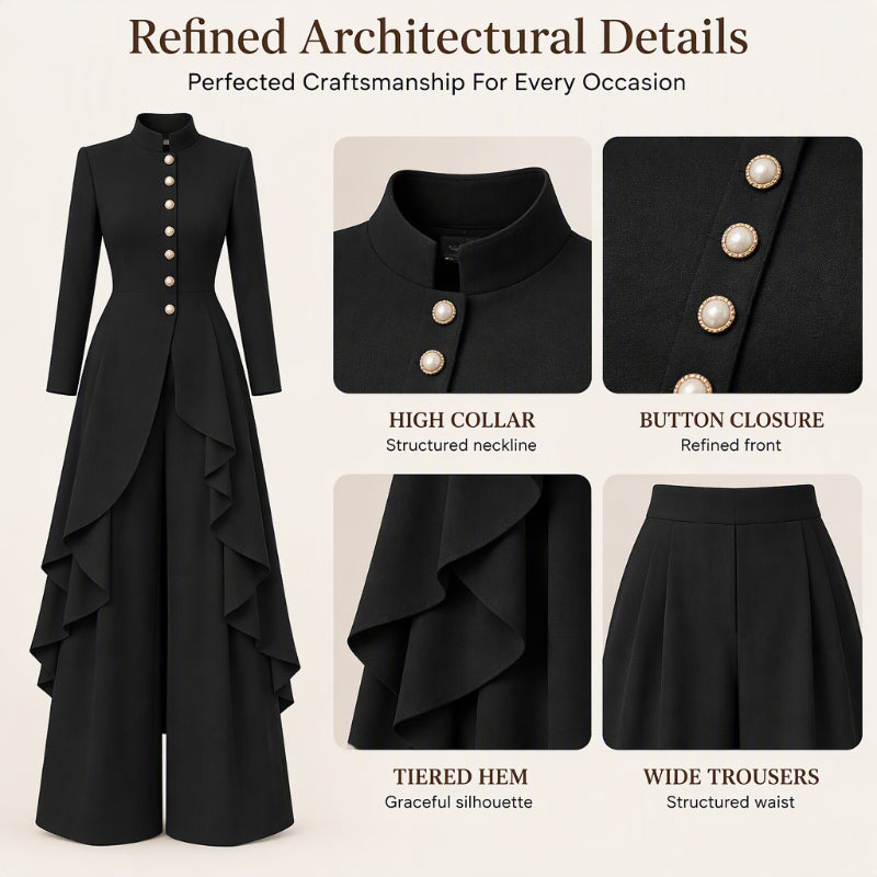 💖Black Friday Mega Deal 💖💜Free Shipping🖤Women's Elegant Longline Coat and Wide-Leg Pants Set