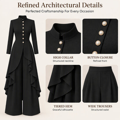 💖Black Friday Mega Deal 💖💜Free Shipping🖤Women's Elegant Longline Coat and Wide-Leg Pants Set
