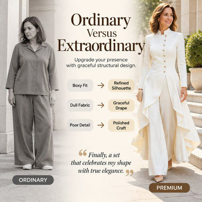 💖Black Friday Mega Deal 💖💜Free Shipping🖤Women's Elegant Longline Coat and Wide-Leg Pants Set