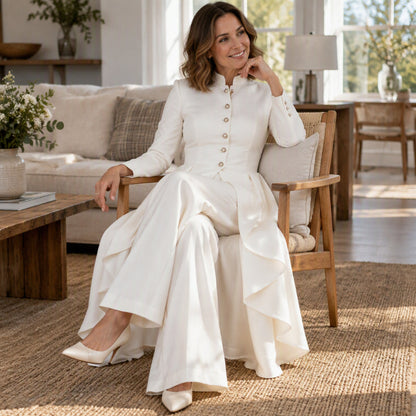 💖Black Friday Mega Deal 💖💜Free Shipping🖤Women's Elegant Longline Coat and Wide-Leg Pants Set