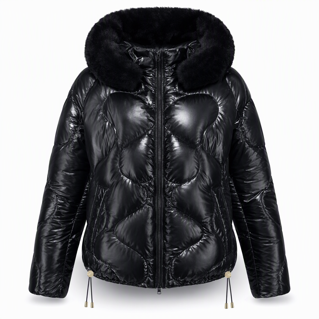 🖤Free Shipping + 50% OFF🔥Women's Glossy Pearlescent Hooded Cotton Padded with Fur Collar Slim Fit Winter Coat