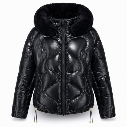 🖤Free Shipping + 50% OFF🔥Women's Glossy Pearlescent Hooded Cotton Padded with Fur Collar Slim Fit Winter Coat