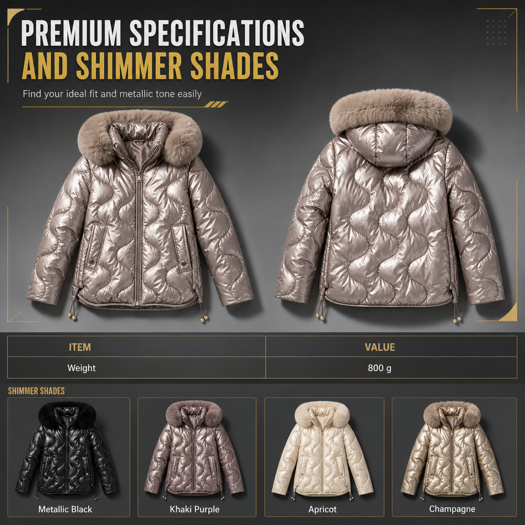 🖤Free Shipping + 50% OFF🔥Women's Glossy Pearlescent Hooded Cotton Padded with Fur Collar Slim Fit Winter Coat