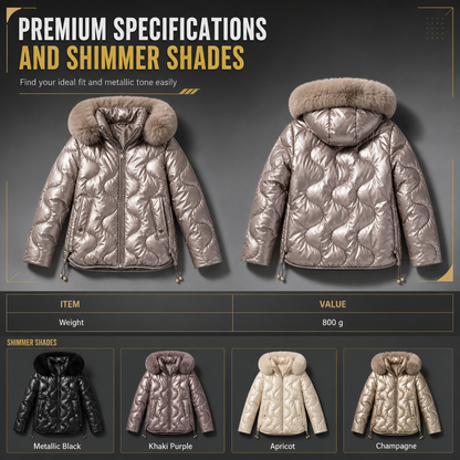 🖤Free Shipping + 50% OFF🔥Women's Glossy Pearlescent Hooded Cotton Padded with Fur Collar Slim Fit Winter Coat