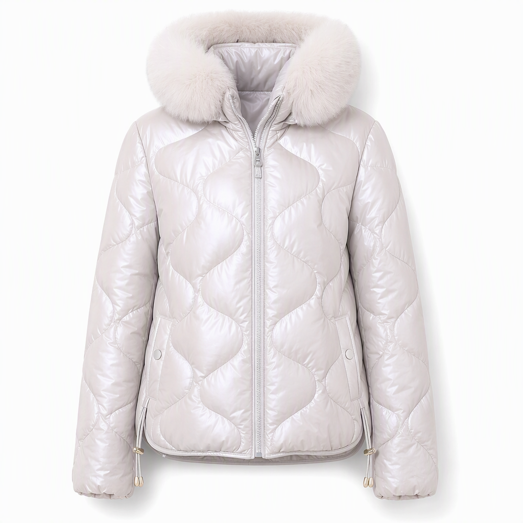 🖤Free Shipping + 50% OFF🔥Women's Glossy Pearlescent Hooded Cotton Padded with Fur Collar Slim Fit Winter Coat