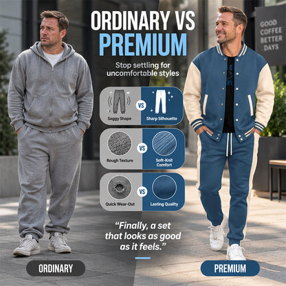 Men's Color-Block Baseball Jacket & Pants Set