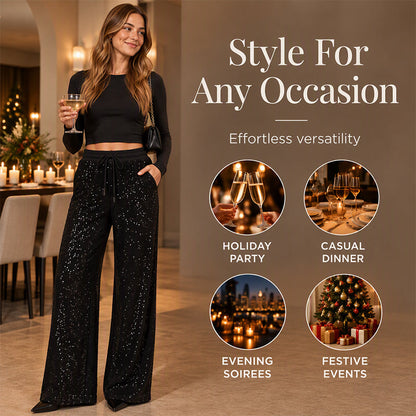 ⭐Women's Sparkling Sequin Wide-Leg Pants❤️
