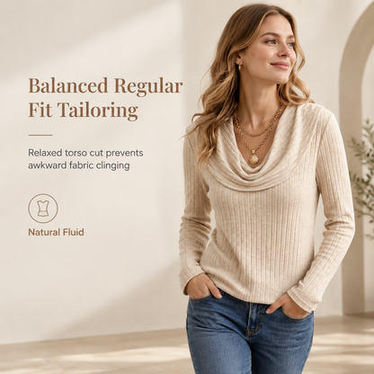 💖Black Friday Mega Deal – 50% off!💖 ✨Women's Cowl Neck Ribbed Knit Long Sleeve Top🤠