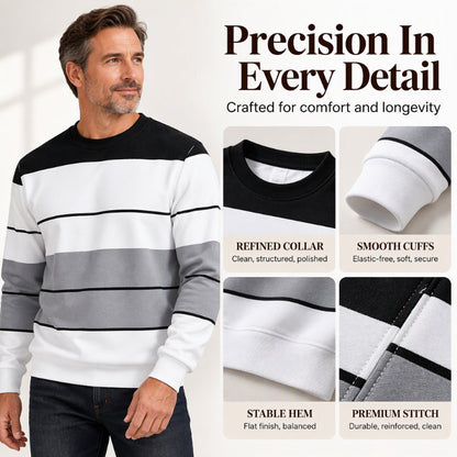 Men's Casual Crewneck Striped Sweatshirt
