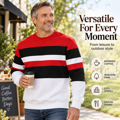 Men's Casual Crewneck Striped Sweatshirt