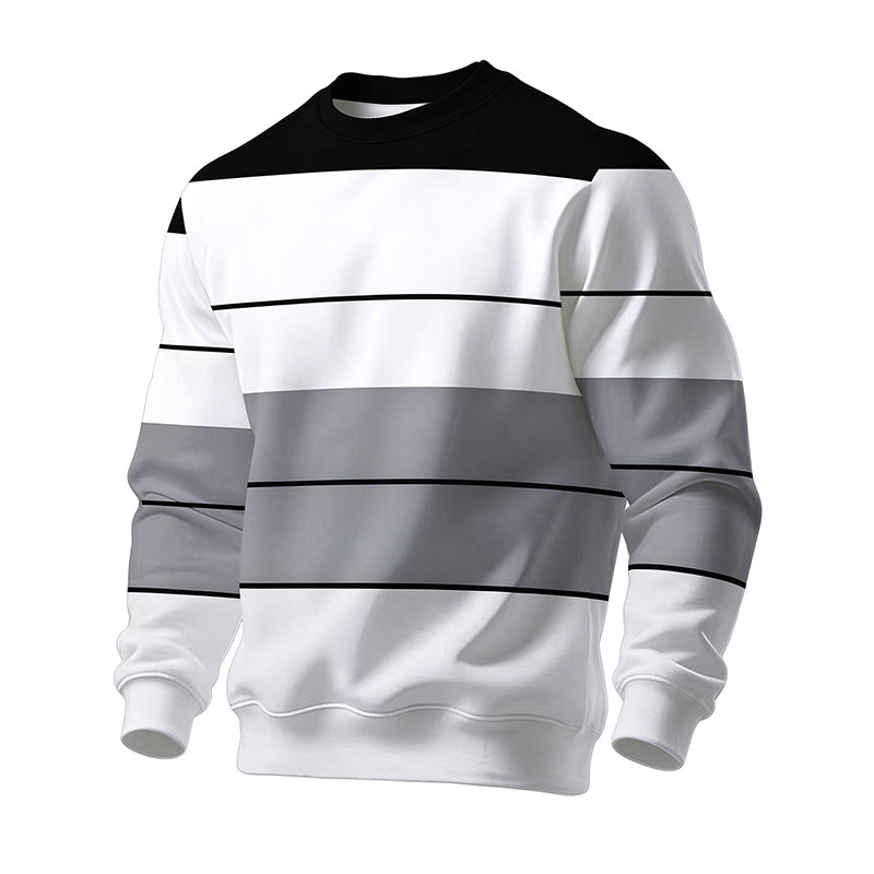 Men's Casual Crewneck Striped Sweatshirt