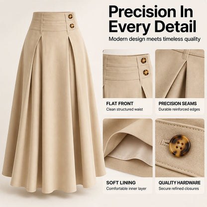 Women's High-Waisted Pleated A-Line Maxi Skirt