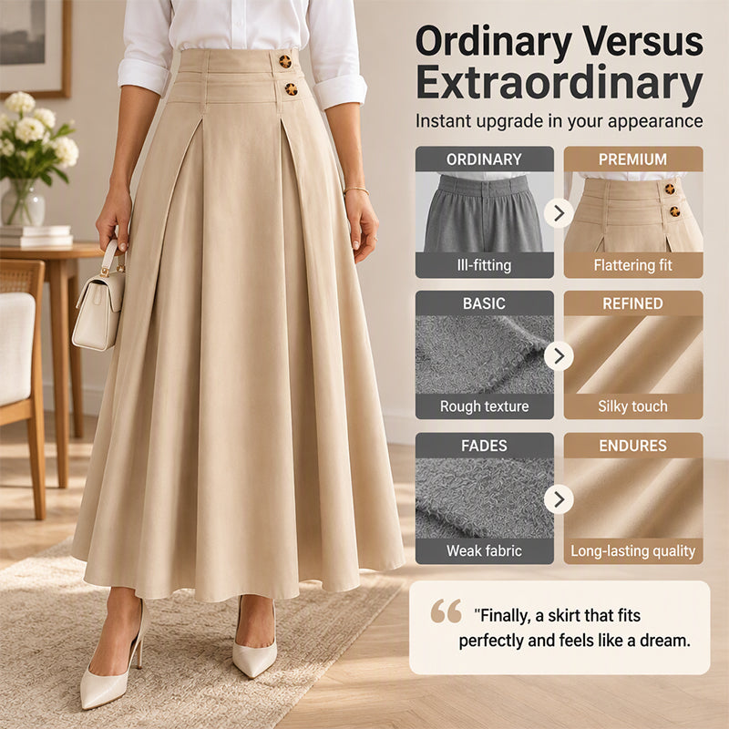 Women's High-Waisted Pleated A-Line Maxi Skirt