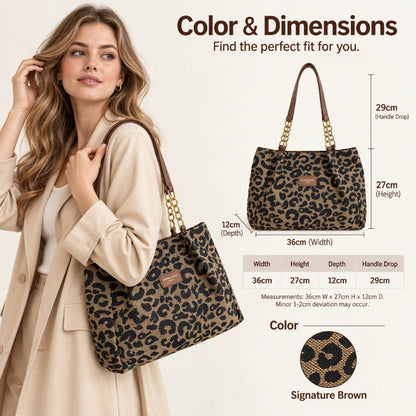 Retro Leopard Print Tote Bag for Women