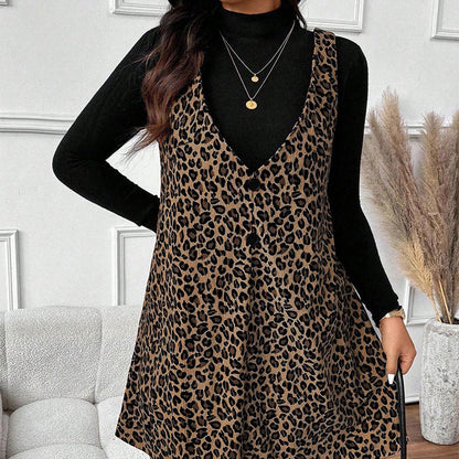 Layered Look Leopard Cami Dress & Top Set