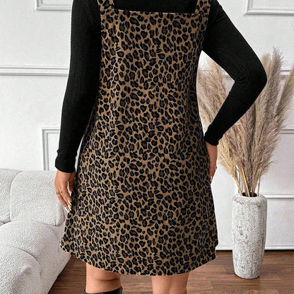 Layered Look Leopard Cami Dress & Top Set